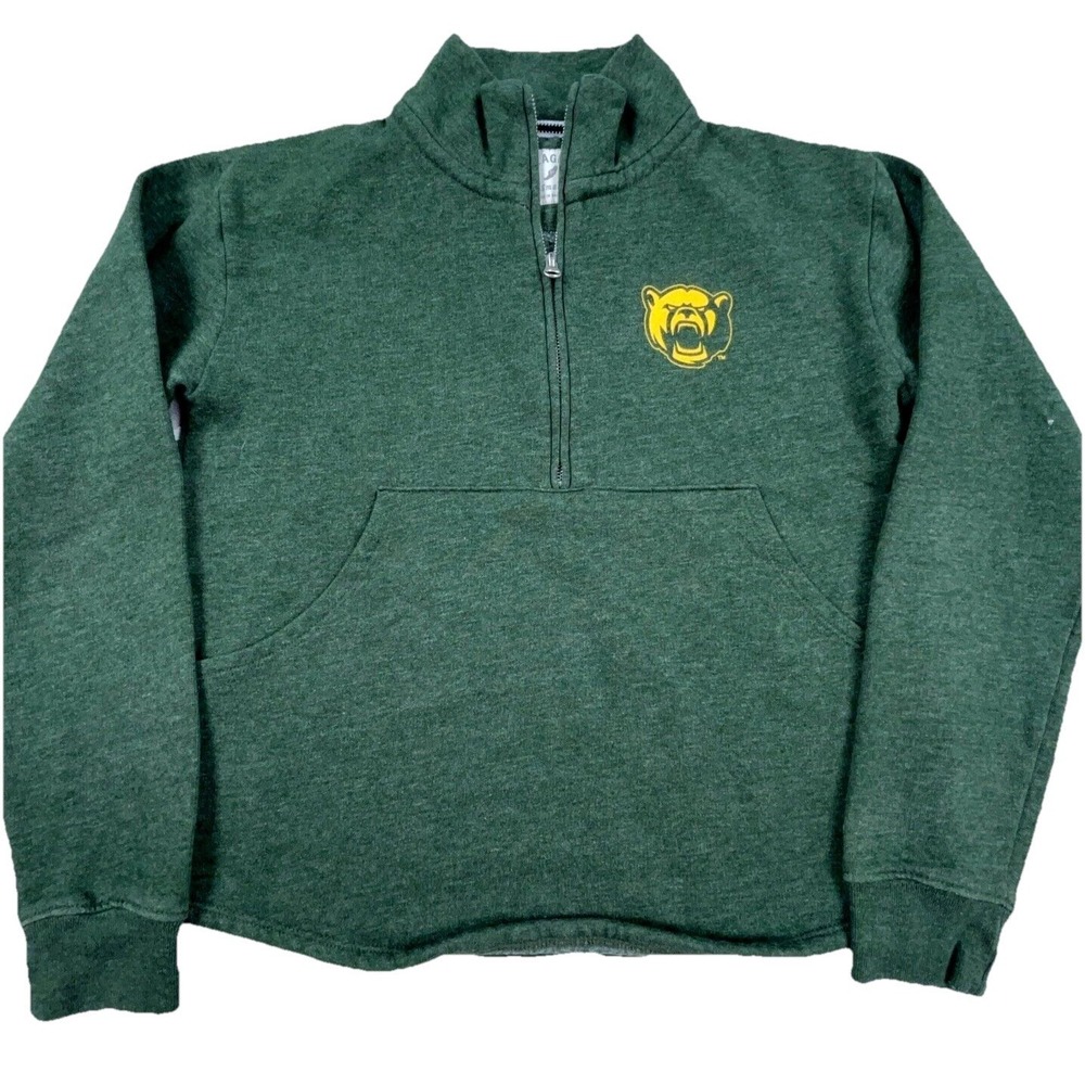 Baylor Bears Sweater Men Small Green Sweatshirt Pullover Half Zip Spell Out
